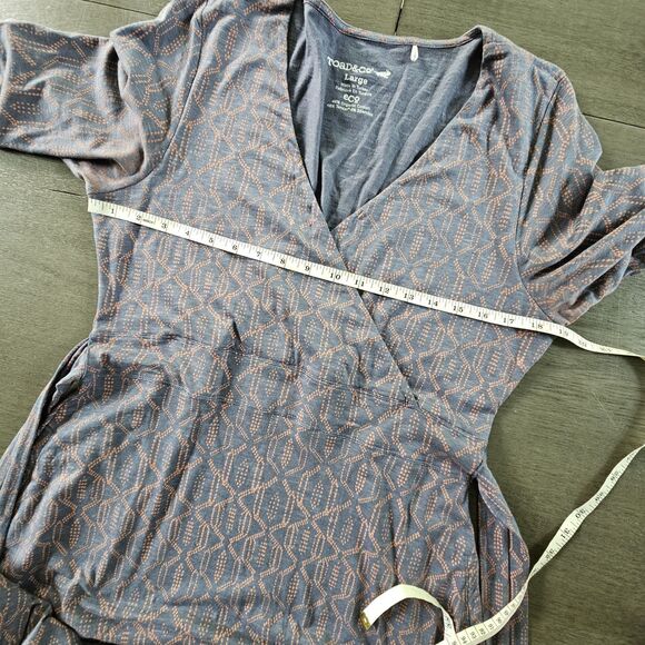 Toad & Co Cue Faux Wrap Cafe Dress Womens Size L Gray Geometric Gorpcore - Picture 5 of 9